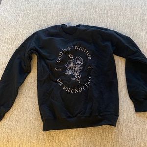 Psalm 46:5 God is Within Her She Will Not Fall Black Pullover Sweatshirt